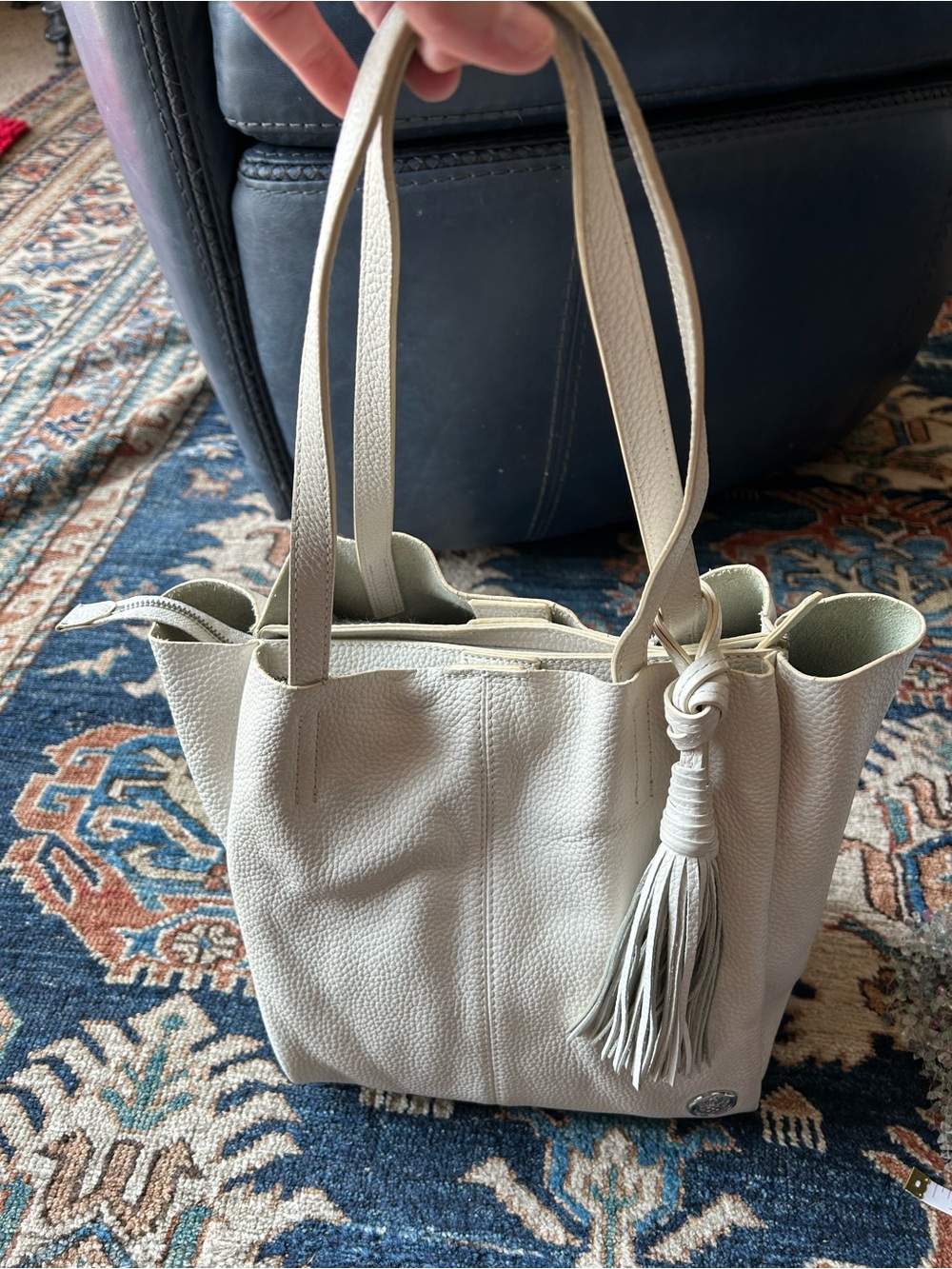 Vince Camuto Cream Leather Bag with Tassel